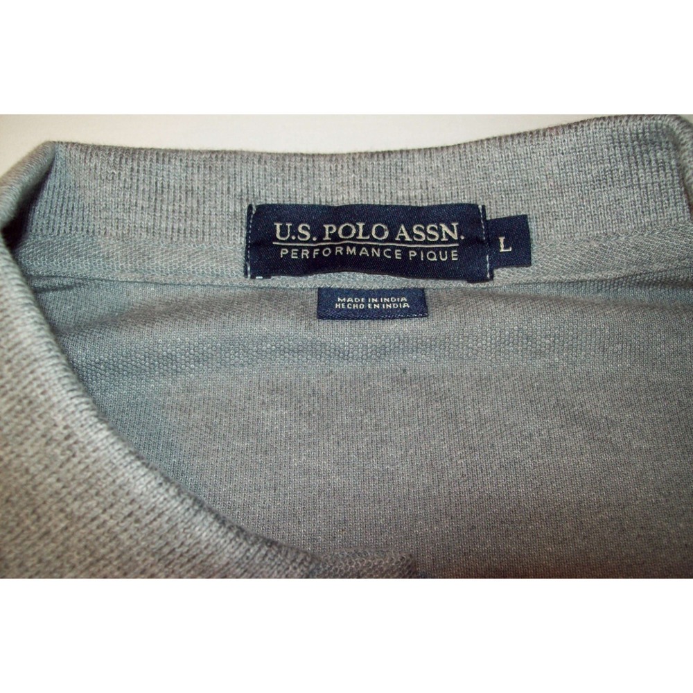 New Men's US Polo Assn. Performance Pique Polo Shirt, Large, Gray - Picture 2 of 5